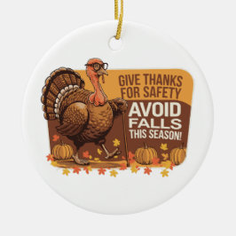 Retro Thanksgiving Turkey Safety Julgransprydnad Keramik