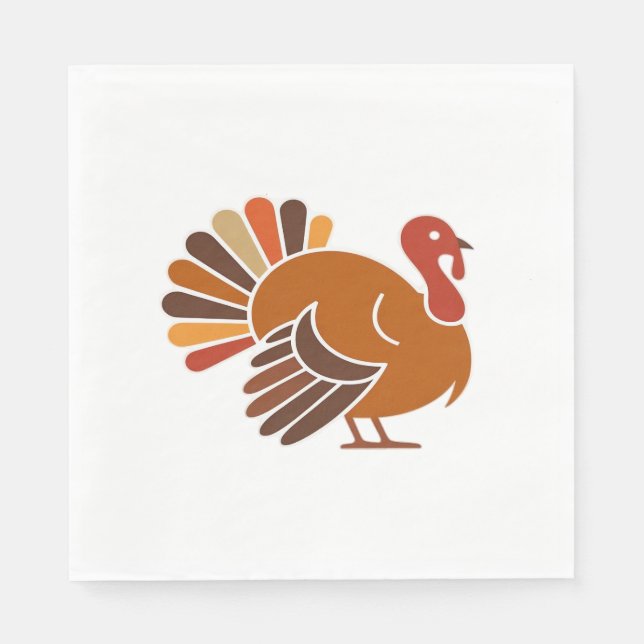 Retro Thanksgiving Turkiet - Fall Harvest Design C Pappersservett (Framsidan)