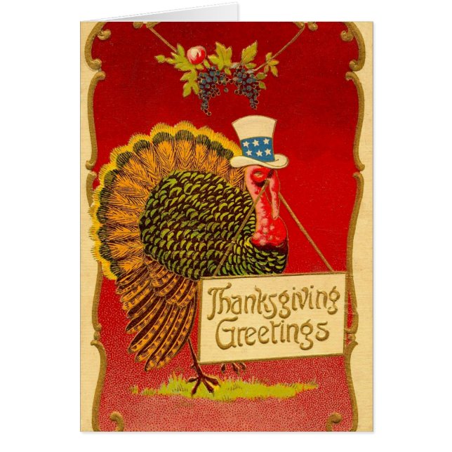 Retro Thanksgiving Turkiet Hälsningskort (Framsidan)