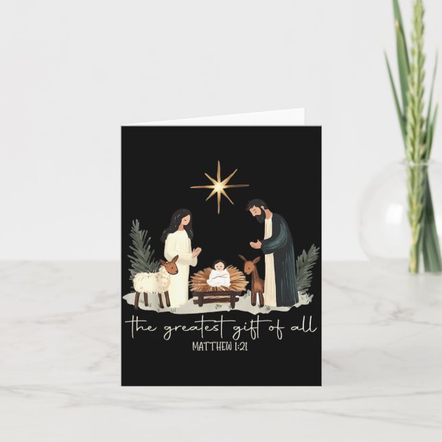 Retro The Greatest Gift Of All Jesus Nativity Chri Kort (Framsida)