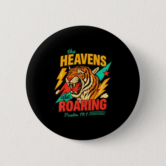 Retro The Heavens Are Roaring Believer Bible Verse Knapp (Framsida)