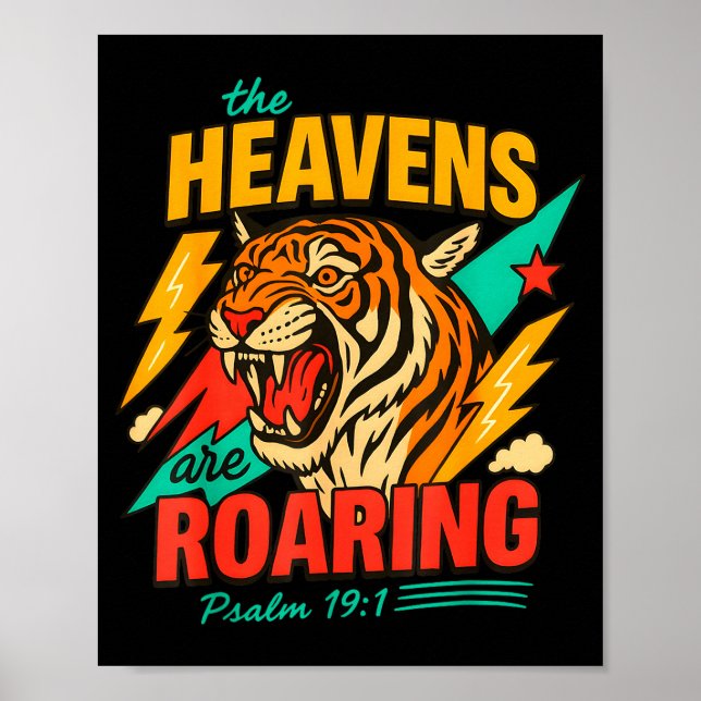 Retro The Heavens Are Roaring Believer Bible Verse Poster (Framsidan)