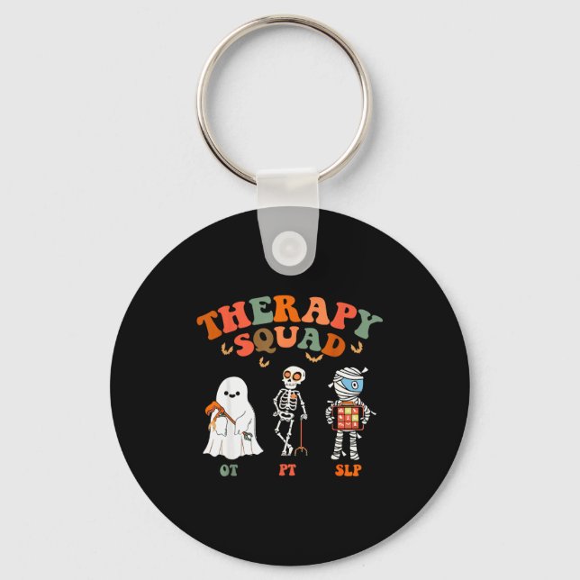 Retro Therapy Squad Slp Ot Pt Team Halloween Funny Nyckelring (Framsida)