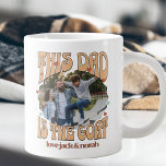 Retro This Dad is the Goat Photo Mug Jumbo Mugg<br><div class="desc">Retro goat mug for dad with custom photo. Your photo will be displayed in a wavy edge sticker shape and framed with "dad is the goat". lettered in retro typography and decorated with love hearts. Personalize with the name(s) of the kid or children or any text you like. Use the...</div>