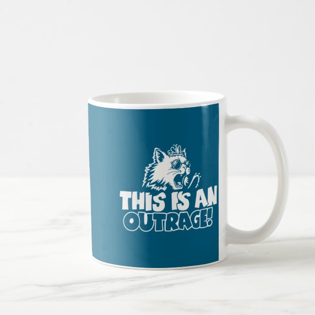 Retro This Is An Outrage Quote Meme Cat Cute Funny Kaffemugg (Höger)