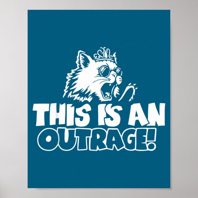 Retro This Is An Outrage Quote Meme Cat Cute Funny Poster (Framsidan)