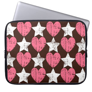 Retro Threadbare Hearts Stars Struktur Laptop Fodral