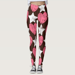 Retro Threadbare Hearts Stars Struktur Leggings