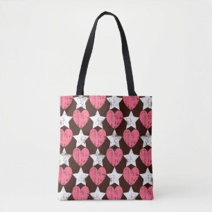 Retro Threadbare Hearts Stars Struktur Tygkasse