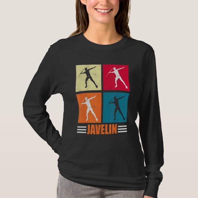 Retro Throw Javelin Thrower Thrower Throwing Track T Shirt (Framsida)