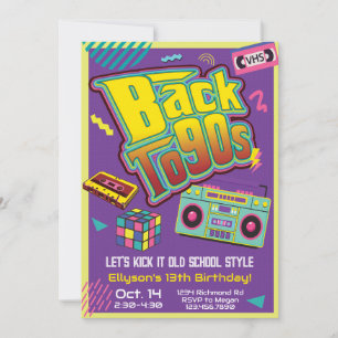 Retro Throwback med 90-talets Hip hop-Födelsedagsf Inbjudningar