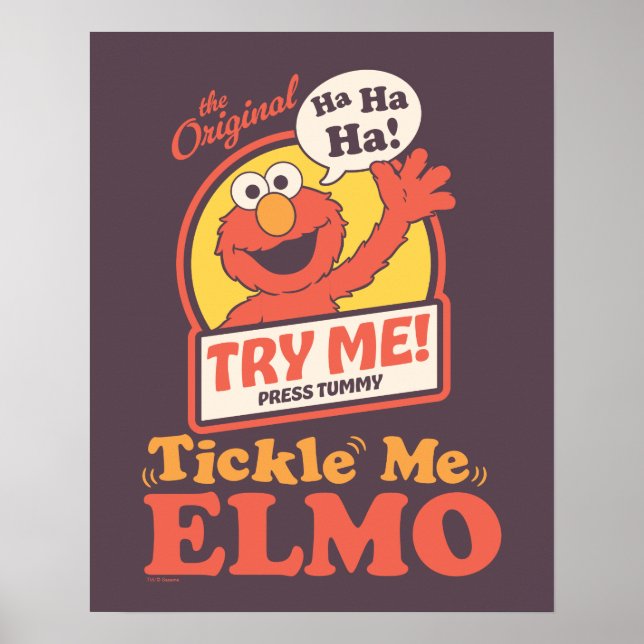 Retro Tickle Me Elmo Vågande Grafik Poster (Framsidan)