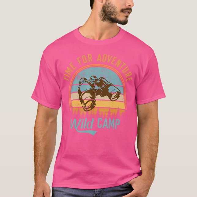 Retro-tid för Äventyr-Vild-kamppinokularer T Shirt (Framsida)