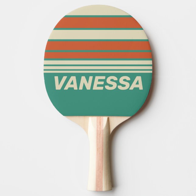 Retro Tidlös Horisontell Randig med Namn Pingisracket (Framsidan)