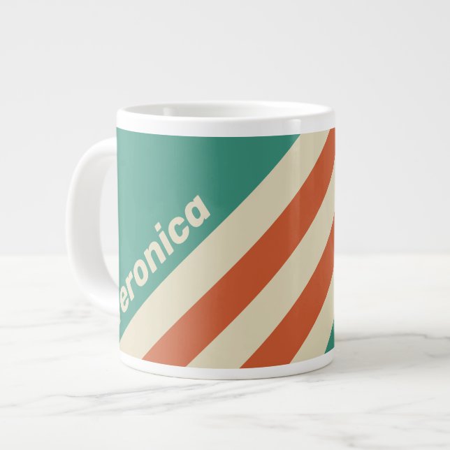 Retro Tidlösa Ränder med Namn Jumbo Mugg (Framsida vänster)
