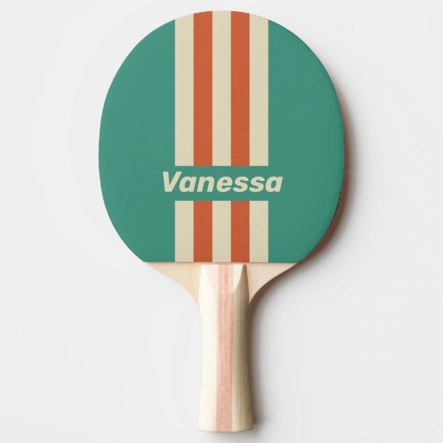 Retro Tidlösa Randiga med Namn Pingisracket (Framsidan)