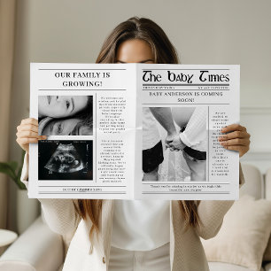 Retro tidningsfotograf graviditetsmeddelande kort