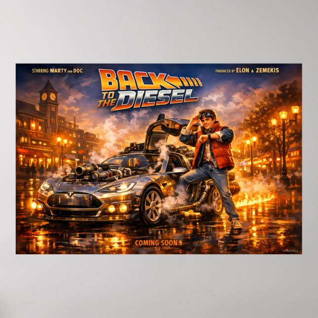 Retro tidsresande nattäventyrsaffisch poster (Framsidan)