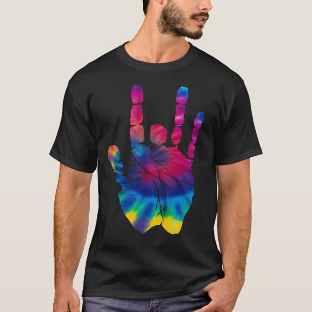 Retro Tie Die Jerry Garcia Hand T Shirt (Framsida)