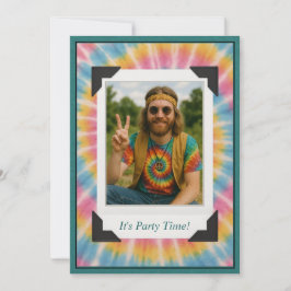 Retro Tie Dye Fotoinbjudan Inbjudningar