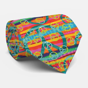 Retro Tie Dye Fredstecken Mönster Slips