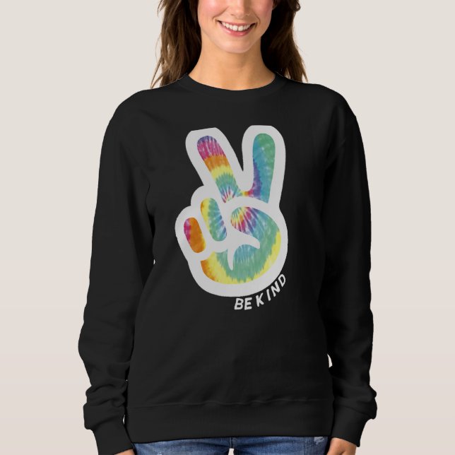 Retro Tie Dye Fredstecken Var fred Kärlek Kindne T Shirt (Framsida)