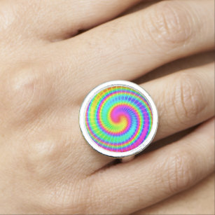 Retro Tie Dye Hippie Psychedelic Ring