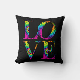 Retro Tie Dye Kärlek Typografi Kudde