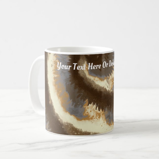 Retro Tie Dye Peace Kärlek Brown Cream Marble Swir Kaffemugg (Framsida vänster)