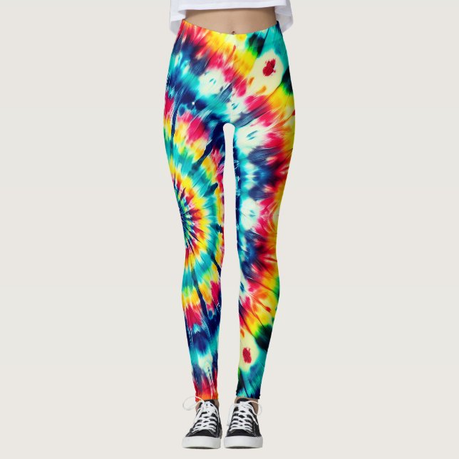 Retro Tie-Dye-stil på ett par anpassade moderna Leggings (Framsida)