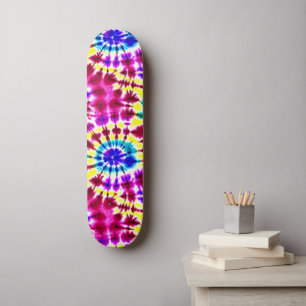 Retro Tie-Dye Titta i Pinks, Blues, Gult Mini Skateboard Bräda 18,5 Cm