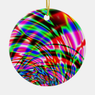 Retro Tiefärg vinkar Fractal Julgransprydnad Keramik
