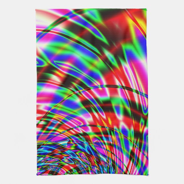 Retro Tiefärg vinkar Fractal Kökshandduk (Vertikal)