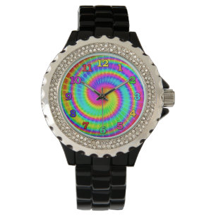 Retro TiefärgHippie Psychedelic 2 Armbandsur