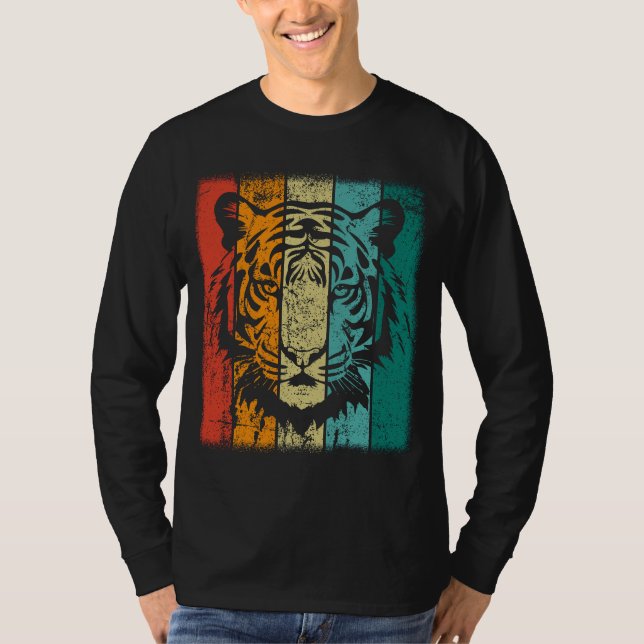 Retro Tiger Ansikte T Shirt (Framsida)