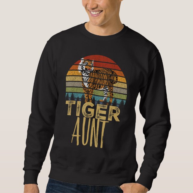 Retro Tiger Moster Sunset African Safari Gift Lång Ärmad Tröja (Framsida)