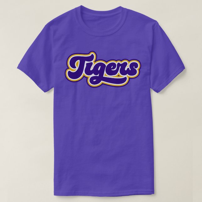 Retro Tigers Lila och Guld T Shirt (Design framsida)