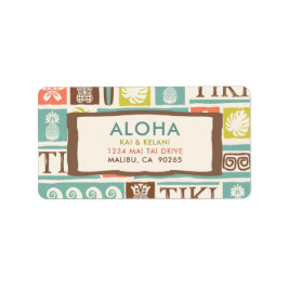 Retro Tiki Aloha Tropical Adress Adressetikett