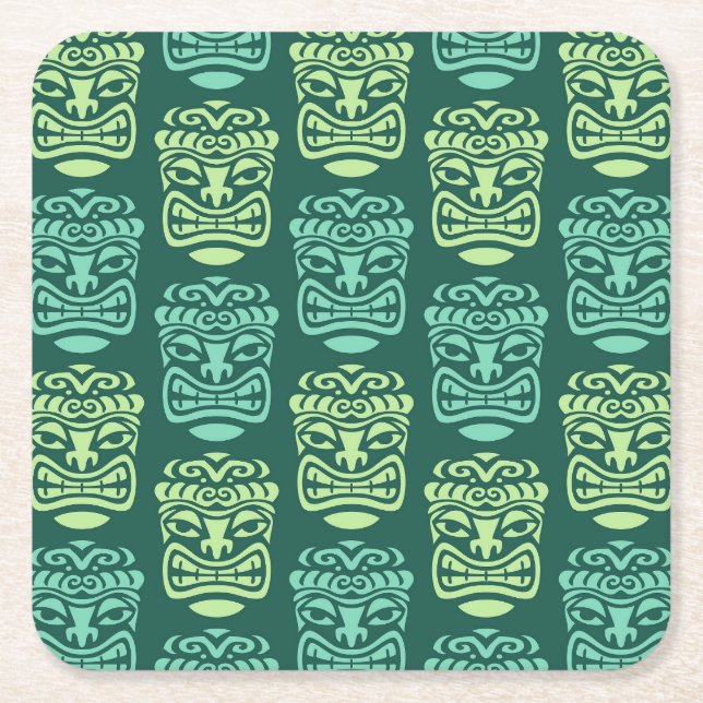 Retro Tiki Beach Pub Mönster Underlägg Papper Kvadrat (Framsidan)