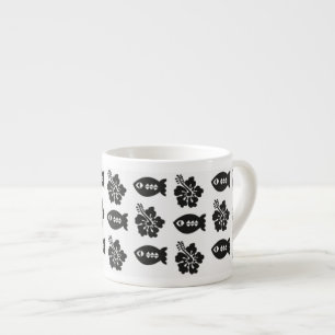 Retro Tiki Black and White Mönster Espressomugg