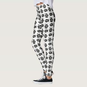 Retro Tiki Black and White Mönster Leggings