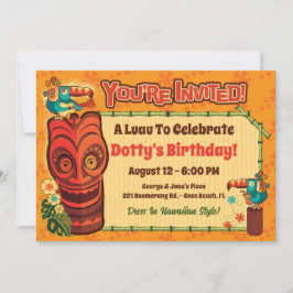 Retro Tiki Luau-partiets inbjudningar