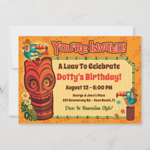 Retro Tiki Luau-partiets inbjudningar