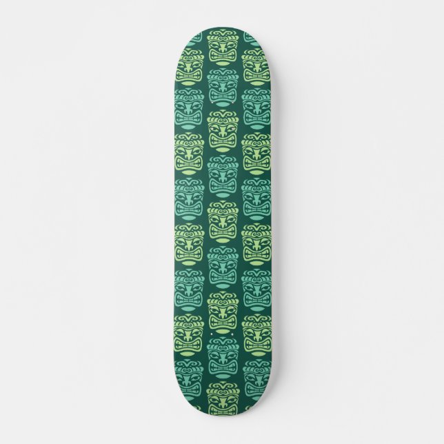 Retro Tiki Mask Mönster Mini Skateboard Bräda 18,5 Cm (Framsida)