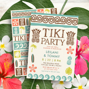 Retro Tiki Party Tropical Möhippa Inbjudningar