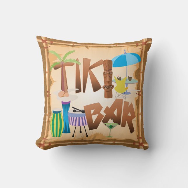 Retro Tiki Pub Design Kudde (Framsida)