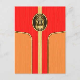 Retro Tiki Surfboard Vykort