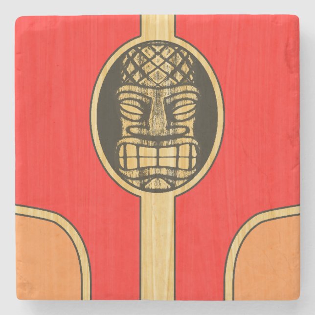 Retro Tiki surfingbräda Stenunderlägg (Framsidan)