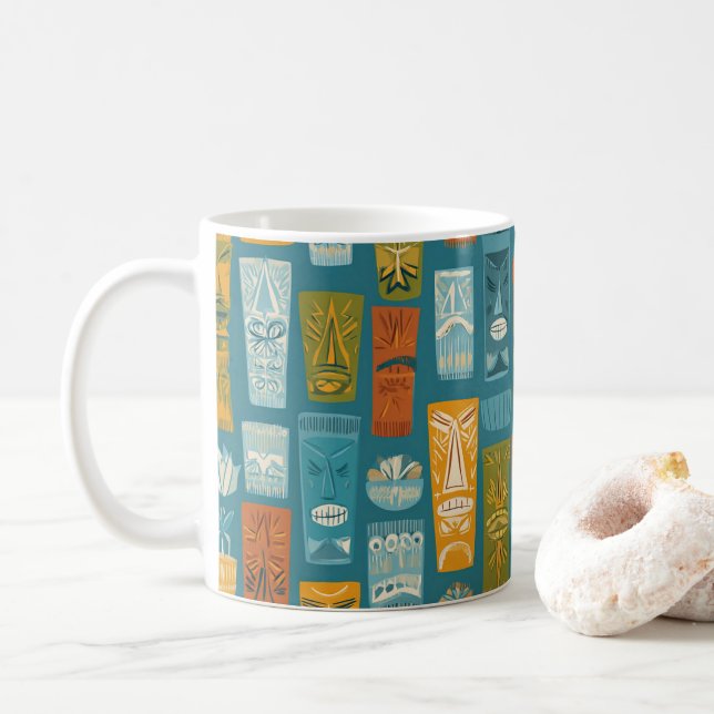 Retro Tiki-totems Kaffemugg (Med munk)