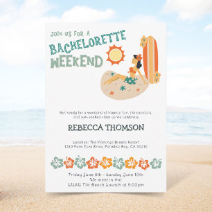 Retro Tiki tropiska stranden Bachelorette helg Inbjudningar